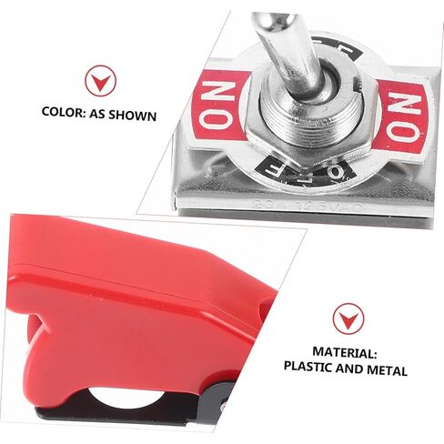 ULTECHNOVO Heavy Duty Toggle Switch DPDT 3 Position ON-Off-ON with Red Aircraft Safety Cover Guard, 10A 250V / 15A 125V 6 Pin Metal Flick Switch for Automotive Racing Car Marine Boat RV, Ø12.2mm Hole in Kuwait