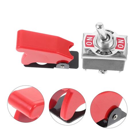ULTECHNOVO Heavy Duty Toggle Switch DPDT 3 Position ON-Off-ON with Red Aircraft Safety Cover Guard, 10A 250V / 15A 125V 6 Pin Metal Flick Switch for Automotive Racing Car Marine Boat RV, Ø12.2mm Hole in Kuwait