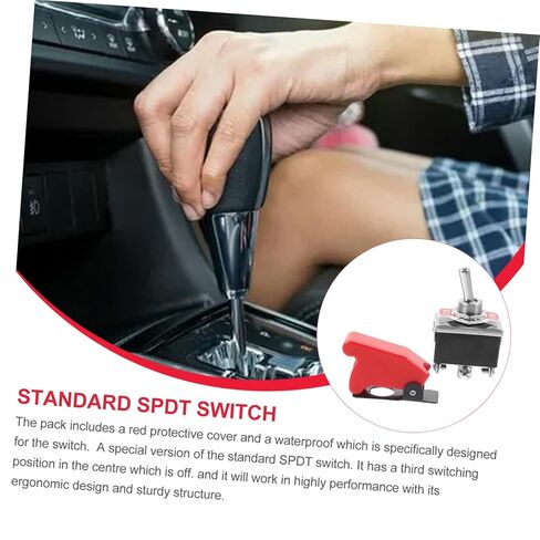 ULTECHNOVO Heavy Duty Toggle Switch DPDT 3 Position ON-Off-ON with Red Aircraft Safety Cover Guard, 10A 250V / 15A 125V 6 Pin Metal Flick Switch for Automotive Racing Car Marine Boat RV, Ø12.2mm Hole in Kuwait
