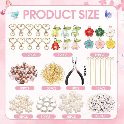 CraftyDream 597 جهاز كمبيوتر شخصى الصيف DIY سحر سلسلة المفاتيح صنع عدة مع زهور الزنبق والورود تتدلى الخرز إلكتروني قابل للتعديل لملمع الشفاه شخصية سلاسل المفاتيح الصيف حقيبة الظهر الملحقات صنع الهدايا in Kuwait