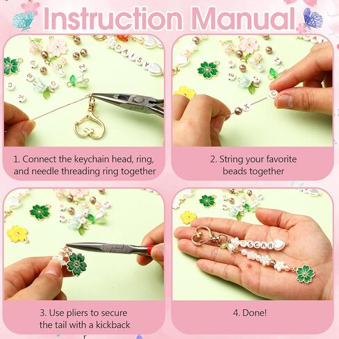 CraftyDream 597 جهاز كمبيوتر شخصى الصيف DIY سحر سلسلة المفاتيح صنع عدة مع زهور الزنبق والورود تتدلى الخرز إلكتروني قابل للتعديل لملمع الشفاه شخصية سلاسل المفاتيح الصيف حقيبة الظهر الملحقات صنع الهدايا in Kuwait