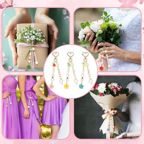 CraftyDream 597 جهاز كمبيوتر شخصى الصيف DIY سحر سلسلة المفاتيح صنع عدة مع زهور الزنبق والورود تتدلى الخرز إلكتروني قابل للتعديل لملمع الشفاه شخصية سلاسل المفاتيح الصيف حقيبة الظهر الملحقات صنع الهدايا in Kuwait