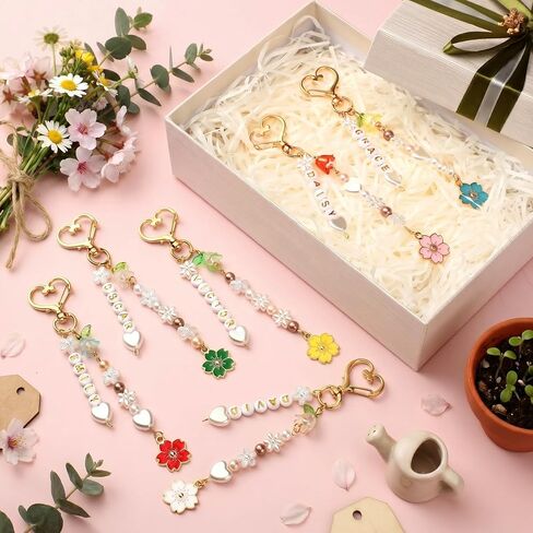 CraftyDream 597 جهاز كمبيوتر شخصى الصيف DIY سحر سلسلة المفاتيح صنع عدة مع زهور الزنبق والورود تتدلى الخرز إلكتروني قابل للتعديل لملمع الشفاه شخصية سلاسل المفاتيح الصيف حقيبة الظهر الملحقات صنع الهدايا in Kuwait