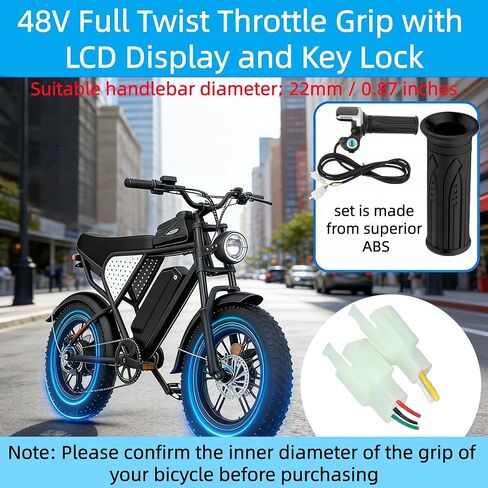 48V Ebike Full Twist Throttle, with LED Display with Key Lock for Ebike Motorcycle Scooter in Saudi Arabia