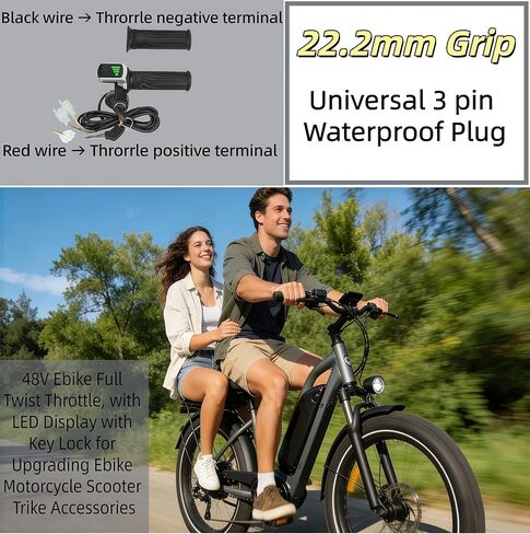 48V Ebike Full Twist Throttle, with LED Display with Key Lock for Ebike Motorcycle Scooter in Saudi Arabia