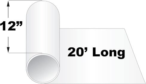 White Premium Vinyl Permanent Adhesive - 12" x 20 FT Adhesive Vinyl Decal Bulk Roll for Indoor Window, Wall, Floor, Craft, Signs, and DIY in Saudi Arabia
