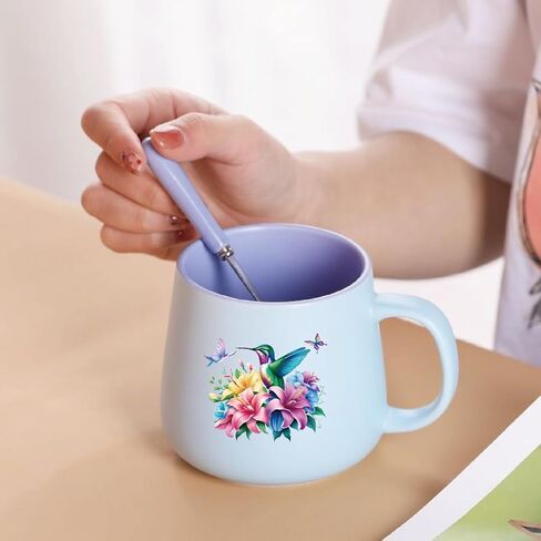 12 Pieces of Hummingbird Flower UV DTF Transfer Stickers, Waterproof, Scratch Resistant, self-Adhesive, Suitable for Ceramic Cup, Glass, Metal Cup, DIY Decoration of Various Items in Saudi Arabia