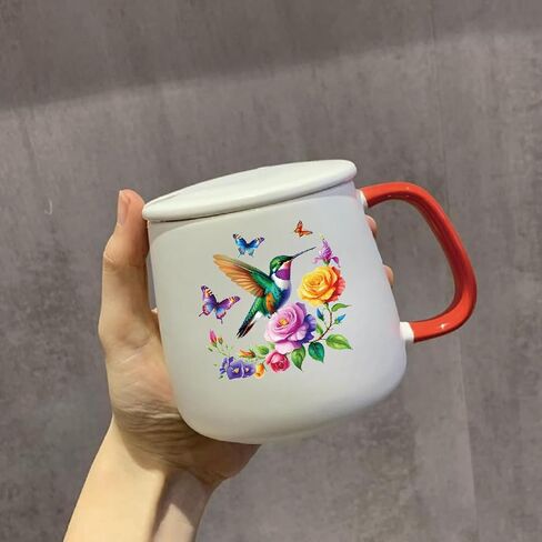 12 Pieces of Hummingbird Flower UV DTF Transfer Stickers, Waterproof, Scratch Resistant, self-Adhesive, Suitable for Ceramic Cup, Glass, Metal Cup, DIY Decoration of Various Items in Saudi Arabia