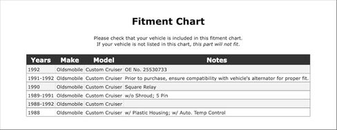 مرحل تأخير درجة الحرارة HVAC متوافق مع Oldsmobile Custom Cruiser 1992 1991 1990 1989 1988 P-3887700 in Kuwait