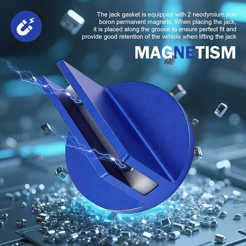 Universal Magnetic Jack Pad, 0.37" Aluminum Grooved Pinch Weld Adapter, Slotted Puck Pinch Weld Frame Rail Adapter, Magnetic Floor Jacks Pad Tool for Car Repair Accessory (Blue) in Kuwait