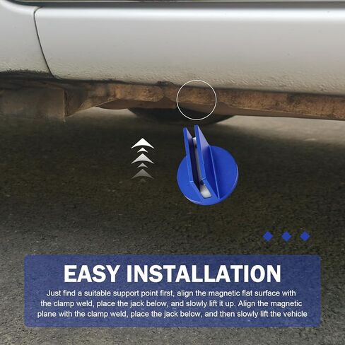 Universal Magnetic Jack Pad, 0.37" Aluminum Grooved Pinch Weld Adapter, Slotted Puck Pinch Weld Frame Rail Adapter, Magnetic Floor Jacks Pad Tool for Car Repair Accessory (Blue) in Kuwait