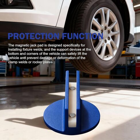 Universal Magnetic Jack Pad, 0.37" Aluminum Grooved Pinch Weld Adapter, Slotted Puck Pinch Weld Frame Rail Adapter, Magnetic Floor Jacks Pad Tool for Car Repair Accessory (Blue) in Kuwait