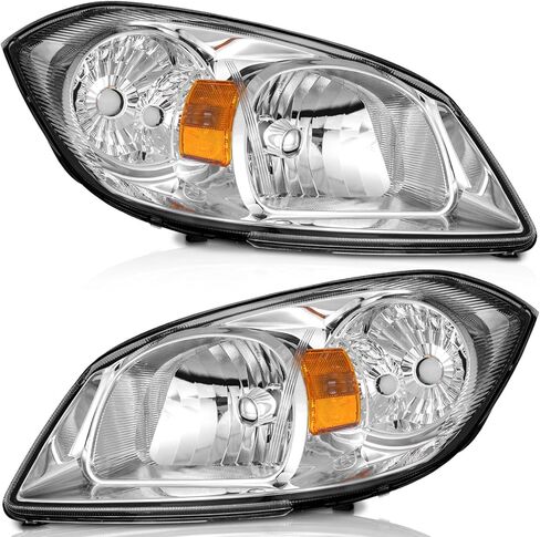 WEELMOTO Halogen Headlights for 2005-2010 Chevy Cobalt Headlight Replacement for 05 06 07 08 09 10 Chevy Cobalt Chrome Housing Amber Reflector Set in Kuwait