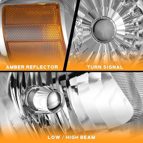 WEELMOTO Halogen Headlights for 2005-2010 Chevy Cobalt Headlight Replacement for 05 06 07 08 09 10 Chevy Cobalt Chrome Housing Amber Reflector Set in Kuwait