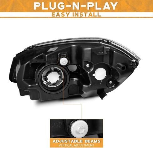 WEELMOTO Halogen Headlights for 2005-2010 Chevy Cobalt Headlight Replacement for 05 06 07 08 09 10 Chevy Cobalt Chrome Housing Amber Reflector Set in Kuwait