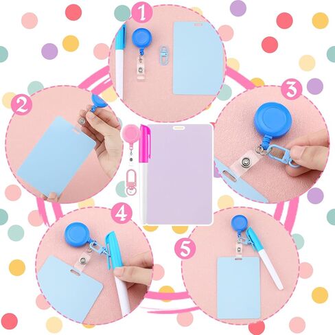 Lincia 6 Sets Nurse Erasable Notepad Badge Accessories with Retractable Pull Tab Whiteboard Marker Portable Dry Erase Whiteboard Nursing Badge Accessories for Nurses Doctors Medical Teachers Gifts in Kuwait
