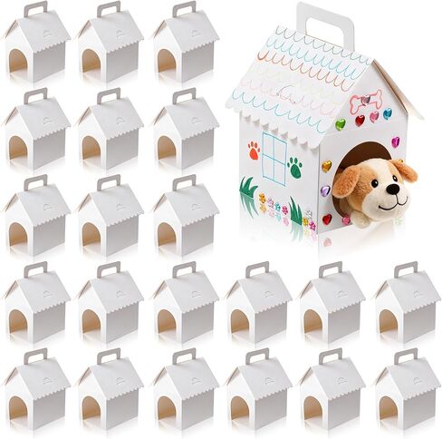 24pcs Dog Party Favors Boxes Dog House Shaped Treat Gift Boxes with Holes & Handle Dogs Adoption Box Party Favor Puppy Foldable Candy Goodie Case Decoration for Pet Adoption Kid DIY Crafting Birthday in Kuwait