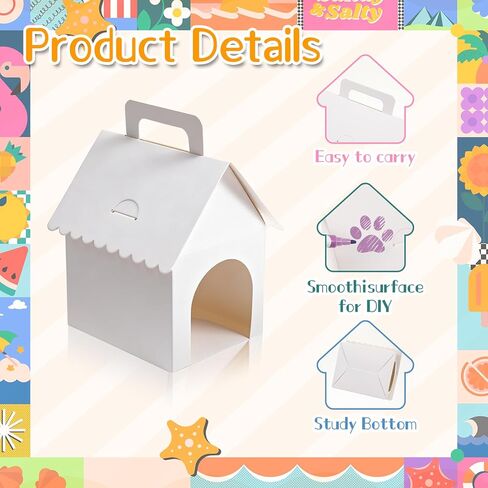 24pcs Dog Party Favors Boxes Dog House Shaped Treat Gift Boxes with Holes & Handle Dogs Adoption Box Party Favor Puppy Foldable Candy Goodie Case Decoration for Pet Adoption Kid DIY Crafting Birthday in Kuwait