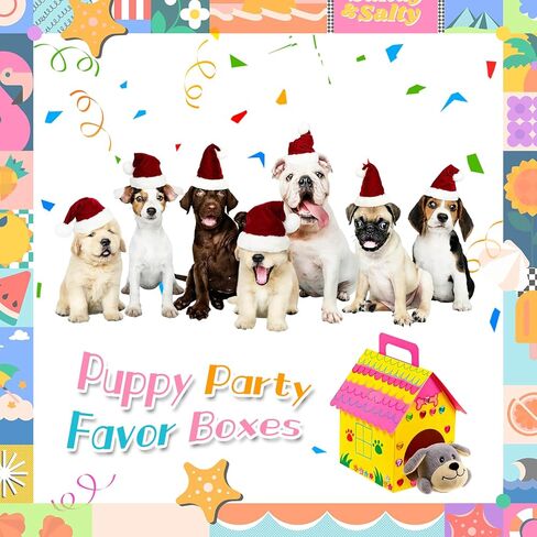 24pcs Dog Party Favors Boxes Dog House Shaped Treat Gift Boxes with Holes & Handle Dogs Adoption Box Party Favor Puppy Foldable Candy Goodie Case Decoration for Pet Adoption Kid DIY Crafting Birthday in Kuwait