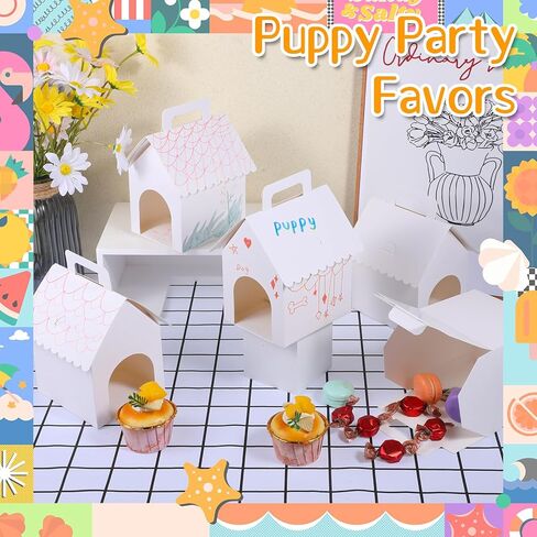 24pcs Dog Party Favors Boxes Dog House Shaped Treat Gift Boxes with Holes & Handle Dogs Adoption Box Party Favor Puppy Foldable Candy Goodie Case Decoration for Pet Adoption Kid DIY Crafting Birthday in Kuwait