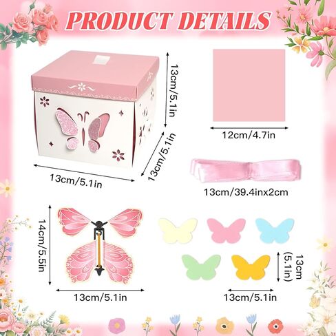 2026 Graduation Pink Hollow Explosion Gifts Box, Surprise DIY Flying Butterfly Gift Box with Butterflies and Confetti, Hollow Flower & Butterfly Pattern for Graduation, Anniversary, Wedding, Birthday Party Decor & Surprise Gifts in Saudi Arabia