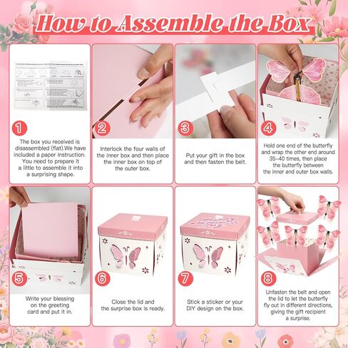 2026 Graduation Pink Hollow Explosion Gifts Box, Surprise DIY Flying Butterfly Gift Box with Butterflies and Confetti, Hollow Flower & Butterfly Pattern for Graduation, Anniversary, Wedding, Birthday Party Decor & Surprise Gifts in Saudi Arabia