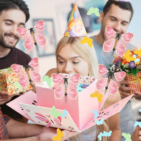 2026 Graduation Pink Hollow Explosion Gifts Box, Surprise DIY Flying Butterfly Gift Box with Butterflies and Confetti, Hollow Flower & Butterfly Pattern for Graduation, Anniversary, Wedding, Birthday Party Decor & Surprise Gifts in Saudi Arabia