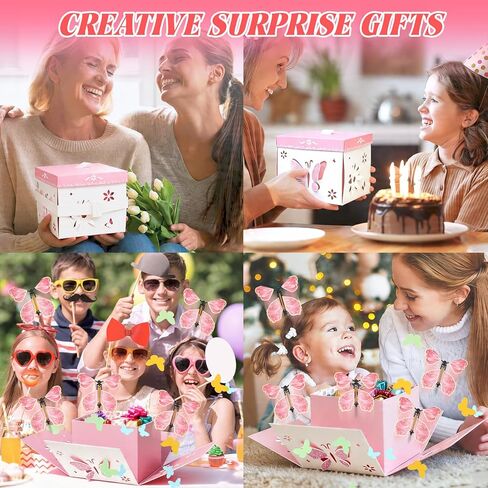 2026 Graduation Pink Hollow Explosion Gifts Box, Surprise DIY Flying Butterfly Gift Box with Butterflies and Confetti, Hollow Flower & Butterfly Pattern for Graduation, Anniversary, Wedding, Birthday Party Decor & Surprise Gifts in Saudi Arabia