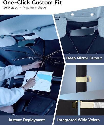 3W Windshield Sun Shade Umbrella, Medium 57.1" x 31.9" – Vinyl Coating Heat Shield, Spring Structure Edge – Protect Car Interior from Sun Rays & Heat Damage, Block UV Rays, Keep Cool in Saudi Arabia