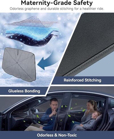 3W Windshield Sun Shade Umbrella, Medium 57.1" x 31.9" – Vinyl Coating Heat Shield, Spring Structure Edge – Protect Car Interior from Sun Rays & Heat Damage, Block UV Rays, Keep Cool in Saudi Arabia