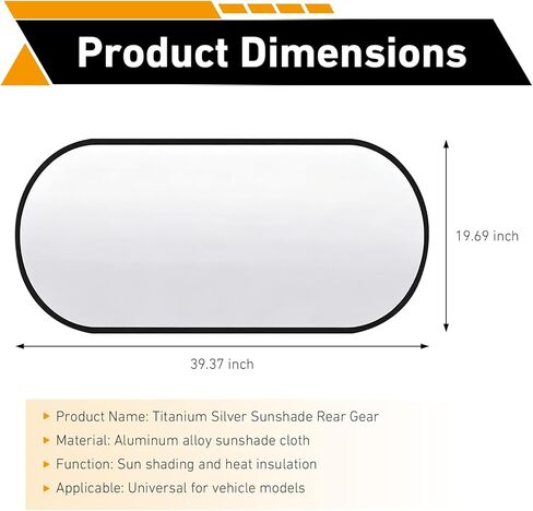 39.3"×19.6" Car Rear Window Sun Shade, Foldable Rear Windshield Sunshade with Suction Cup, Sun Protection & Heat Blocking, Titanium Silver Back Window Sun Shades for Car, Sedan, SUV in Saudi Arabia