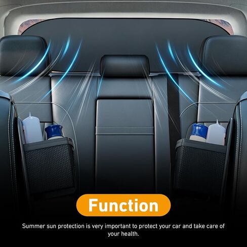 39.3"×19.6" Car Rear Window Sun Shade, Foldable Rear Windshield Sunshade with Suction Cup, Sun Protection & Heat Blocking, Titanium Silver Back Window Sun Shades for Car, Sedan, SUV in Saudi Arabia