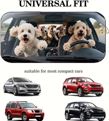 A Cute Little Dog Car Sunshade, Suitable for Various Car Models' Front Windshields, Featuring Heat Insulation and Privacy Protection, Keeping Your Car Cool and Foldable for Easy Storage, 27.5*59inch in Kuwait