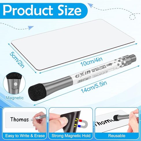 Meetory 80 Pack Magnetic Labels - 4x2 Inch Dry Erase Magnetic Labels for Whiteboards, Reusable Sticky Notes, Magnet Name Plates for Classrooms Blanked in Kuwait