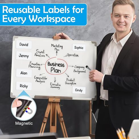 Meetory 80 Pack Magnetic Labels - 4x2 Inch Dry Erase Magnetic Labels for Whiteboards, Reusable Sticky Notes, Magnet Name Plates for Classrooms Blanked in Kuwait