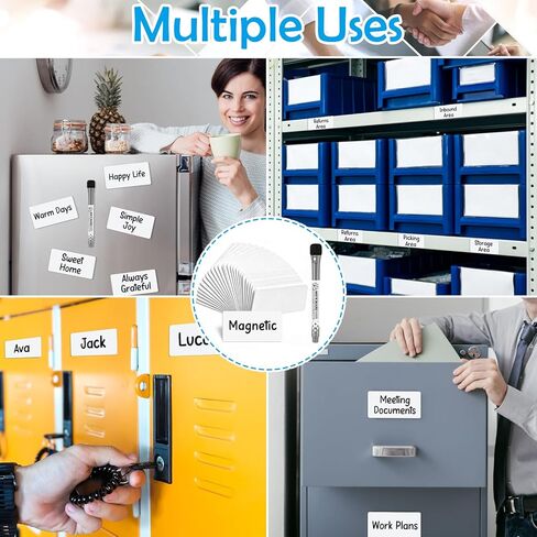 Meetory 80 Pack Magnetic Labels - 4x2 Inch Dry Erase Magnetic Labels for Whiteboards, Reusable Sticky Notes, Magnet Name Plates for Classrooms Blanked in Kuwait
