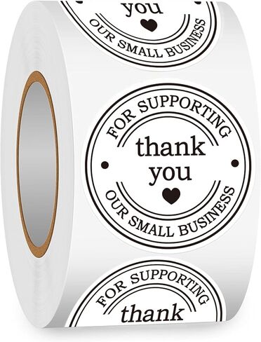 2" Round Classic Retro Stickers Thank You for Supporting Our Small Business Sticker Labels with Hearts - 500 White Thank You Labels Per Roll for Packaging, Envelopes, Boxes, Orders & Gift Bags in Kuwait