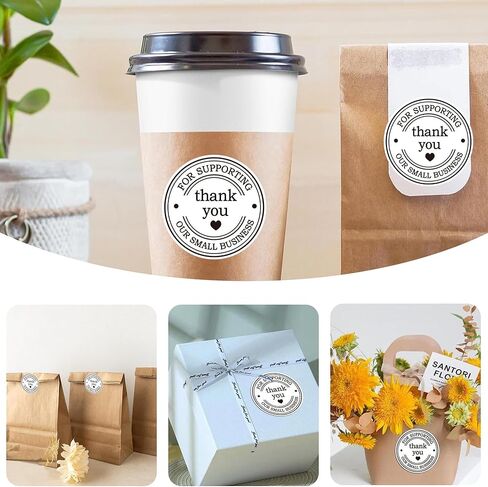 2" Round Classic Retro Stickers Thank You for Supporting Our Small Business Sticker Labels with Hearts - 500 White Thank You Labels Per Roll for Packaging, Envelopes, Boxes, Orders & Gift Bags in Kuwait