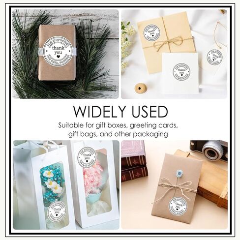 2" Round Classic Retro Stickers Thank You for Supporting Our Small Business Sticker Labels with Hearts - 500 White Thank You Labels Per Roll for Packaging, Envelopes, Boxes, Orders & Gift Bags in Kuwait