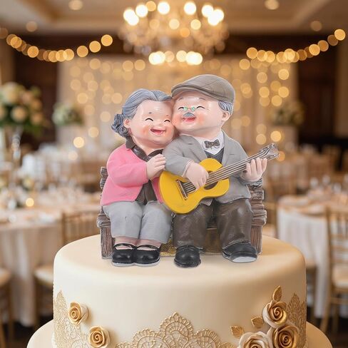 Didiseaon Couple Sculpted Loving Elderly Couple Figurines, Resin Grandparents Husband and Wife Statue for Wedding Anniversary Birthday Present in Saudi Arabia