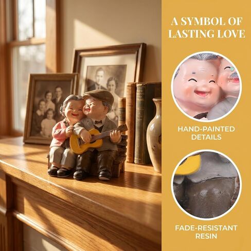 Didiseaon Couple Sculpted Loving Elderly Couple Figurines, Resin Grandparents Husband and Wife Statue for Wedding Anniversary Birthday Present in Saudi Arabia