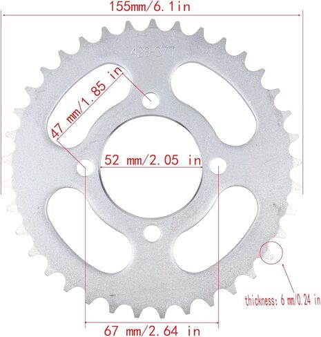 428 Chain and Sprocket Kit,37 Tooth Rear Chain Sprocket ID 52mm for 50CC 70CC 90CC 110CC 125CC 250CC Pit Dirt Bike ATV Quad Bike Motorcycle in Kuwait