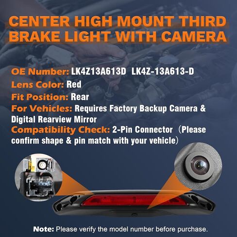 Center High Mount Third Brake Light with Camera for Ford Transit 150 250 350 350HD 2020-2021 & Electric Transit 2022-2025 (Only Single Rear Wheels) Replace LK4Z13A613D in Saudi Arabia