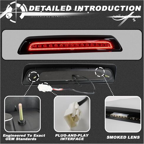 ضوء الفرامل الثالث LED لسيارة Toyota Tundra 2007-2021 - مجموعة مصابيح التوقف عالية التثبيت + ضوء البضائع الأبيض | استبدال مباشر OEM مناسب in Kuwait