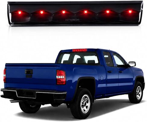 CROSSDESIGN LED ضوء الفرامل الثالث المناسب Leer Are Century Truck Cap Top، موقف البضائع / ارتفاع جبل ضوء التوقف غائر عدسة حمراء كروم الإسكان AT-LED-36R، AT-LED-36R-02 in Kuwait