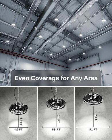 Sunco 6 حزمة UFO LED High Bay Light، 150W، 19500 لومن، 6000k مصابيح المتاجر التجارية فائقة السطوع للمستودع، المصنع، ورشة العمل، المرآب والحظيرة، جبل السقف، التوصيل والتشغيل، 120 فولت، UL in Kuwait