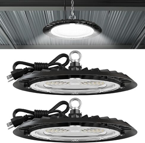 Sunco 6 حزمة UFO LED High Bay Light، 150W، 19500 لومن، 6000k مصابيح المتاجر التجارية فائقة السطوع للمستودع، المصنع، ورشة العمل، المرآب والحظيرة، جبل السقف، التوصيل والتشغيل، 120 فولت، UL in Kuwait