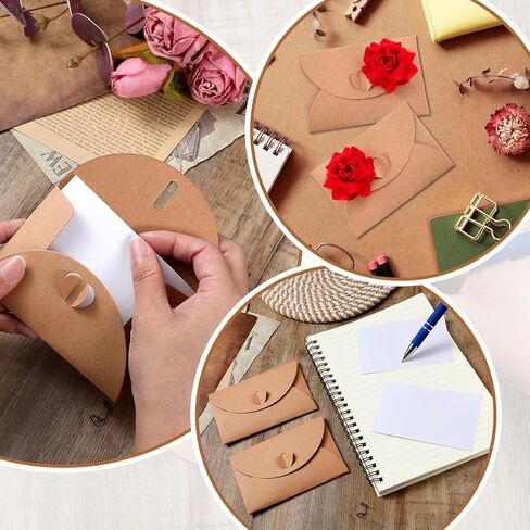 Piriuuo 25 Pcs Mini Envelopes with Blank Card, Gift Card Envelope with Heart Clasp Cute Tiny Envelope for Business Cards Greeting Cards Birthday Wedding Party Invitations in Saudi Arabia