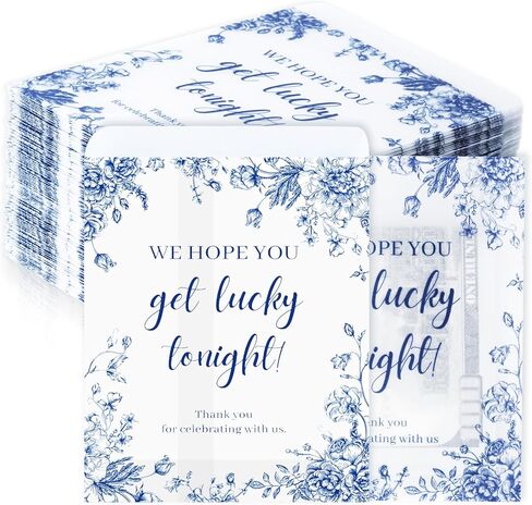 100 Pack Blue Floral Glassine Envelopes Lottery Ticket Envelopes We Hope You Get Lucky Tonight Scratch Card Holder Clear Envelope for Wedding Bridal Shower Bachelorette Party Favors 4.72 x 3.36 Inches in Saudi Arabia