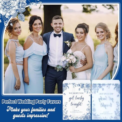 100 Pack Blue Floral Glassine Envelopes Lottery Ticket Envelopes We Hope You Get Lucky Tonight Scratch Card Holder Clear Envelope for Wedding Bridal Shower Bachelorette Party Favors 4.72 x 3.36 Inches in Saudi Arabia